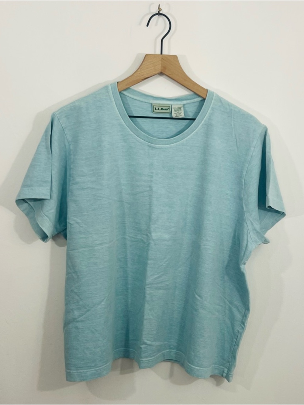 L.L. Bean Baby Blue Pullover Crewneck Short Sleeve Tee Boxy Fit Size XL Cotton